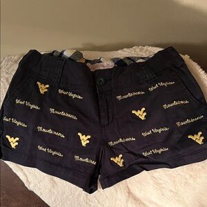 Women's Blue and Gold Embroidered Shorts by College classics